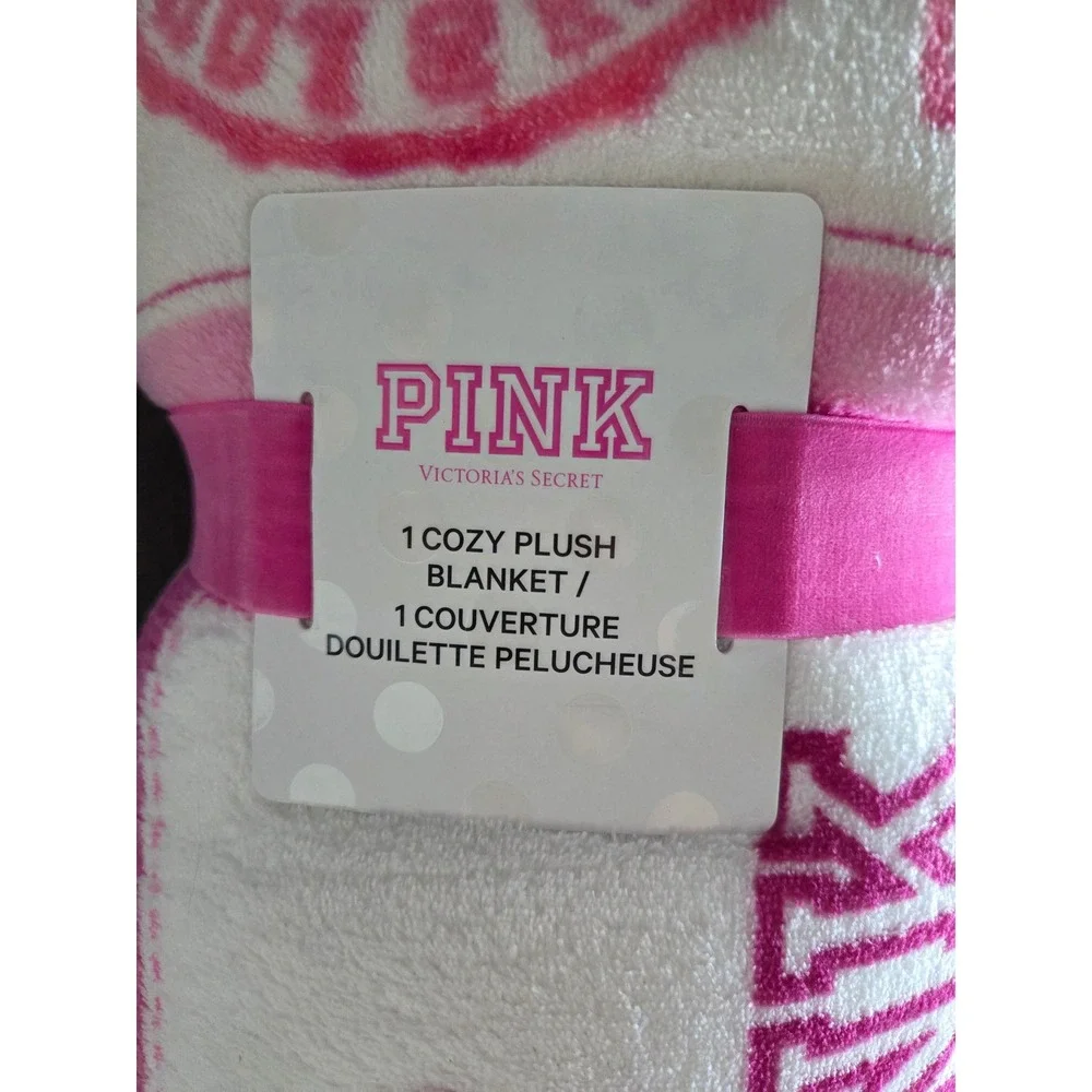 Victoria's Secret PINK Plush Blanket & Pink Friday Mystery Mini Dog Bundle NWT